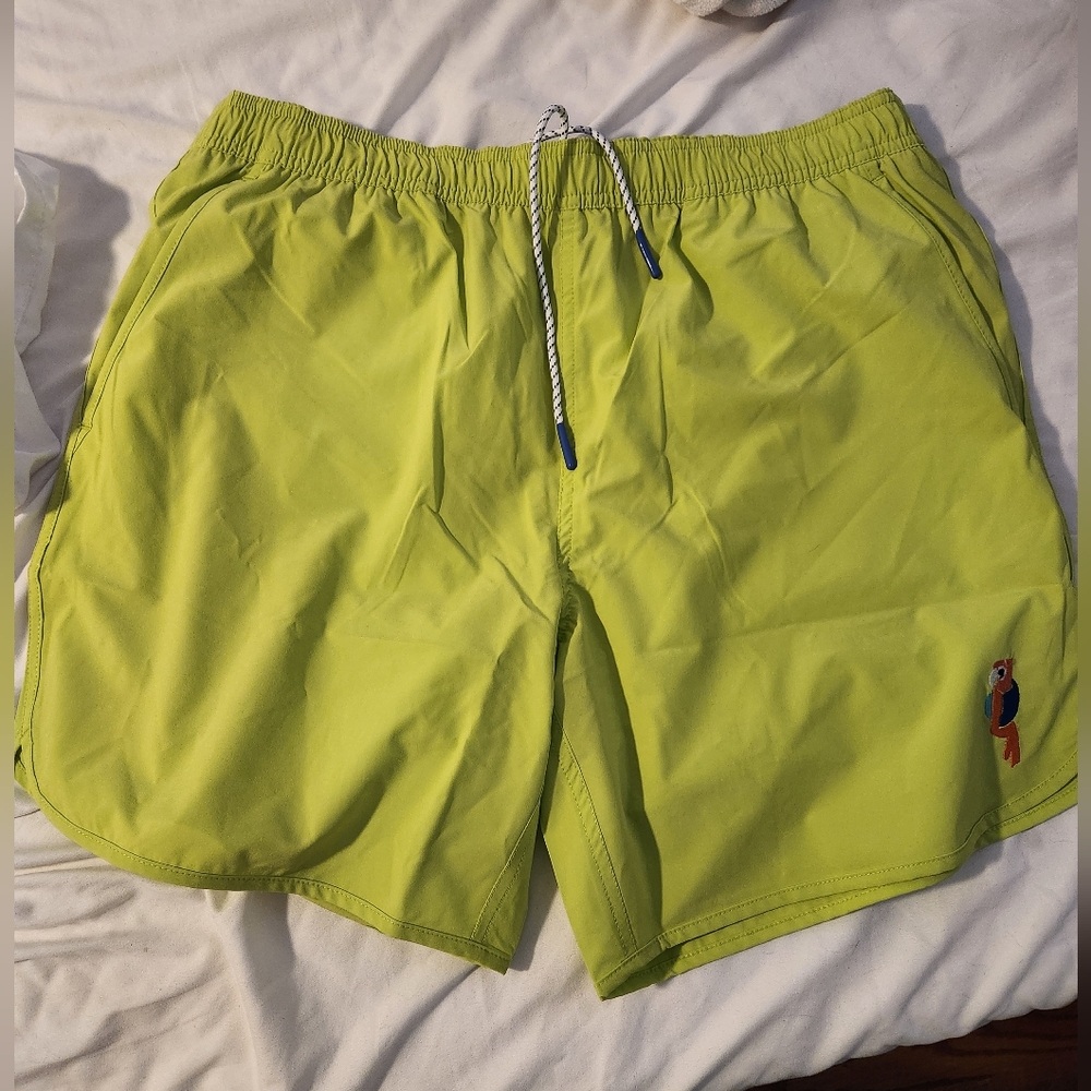 Bonobos 7-inch inseam swim trunks large bright yellow-green NWOT